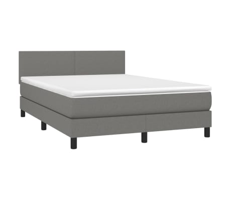 vidaXL Box Spring Bed with Mattress&LED Dark Gray Full Fabric