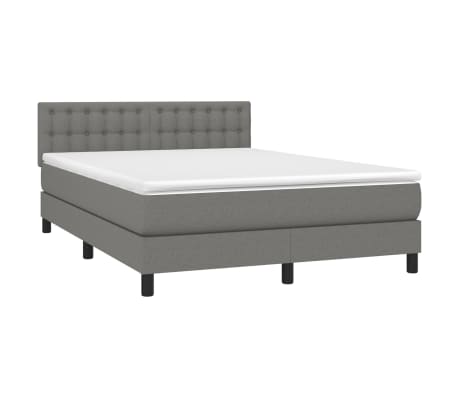 vidaXL Box Spring Bed with Mattress&LED Dark Gray Full Fabric