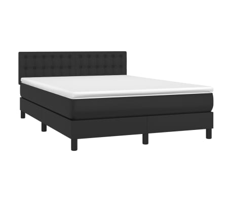 vidaXL Box Spring Bed with Mattress&LED Black Full Faux Leather