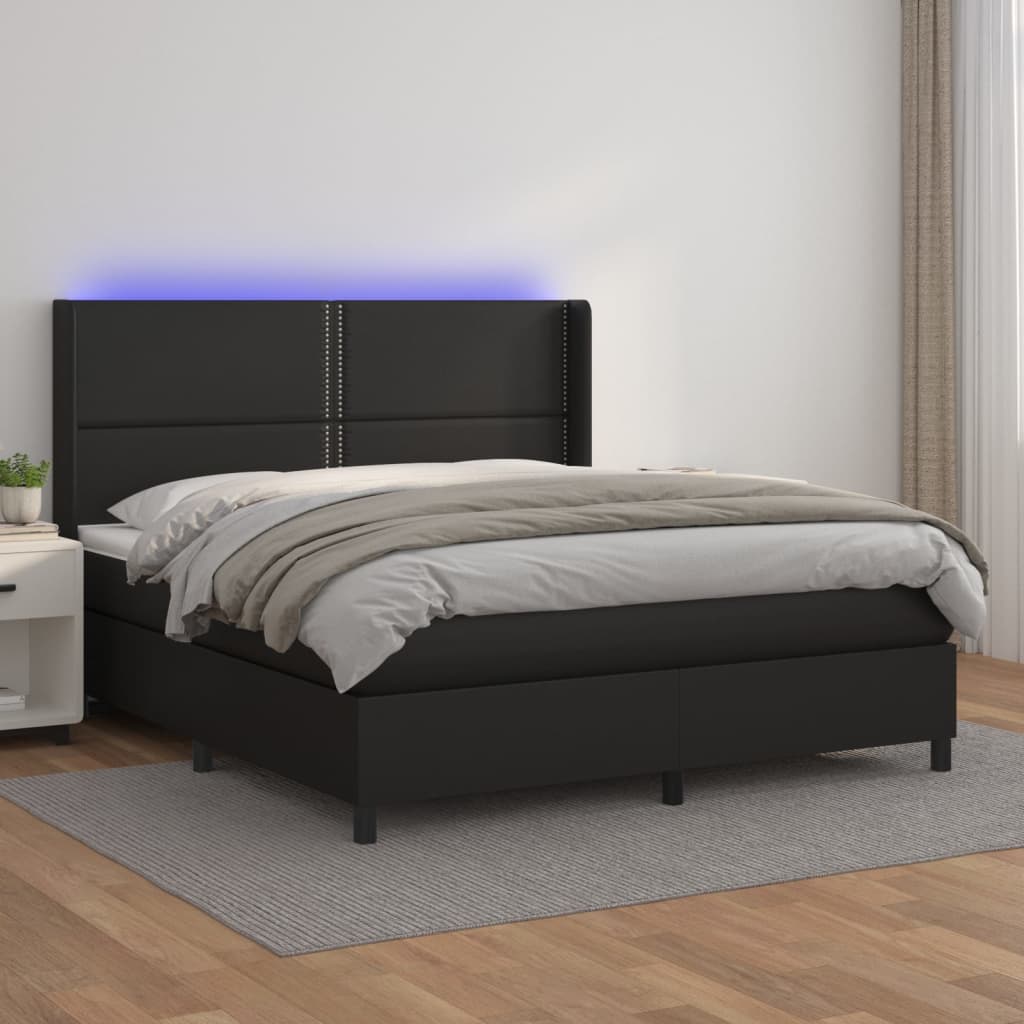 Ter ere van Kijkgat leven Box Spring Bed with Mattress&LED White Twin Faux Leather vidaXL | eBay