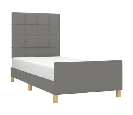 vidaXL Bed Frame with Headboard Dark Gray 39.4"x74.8" Twin Fabric