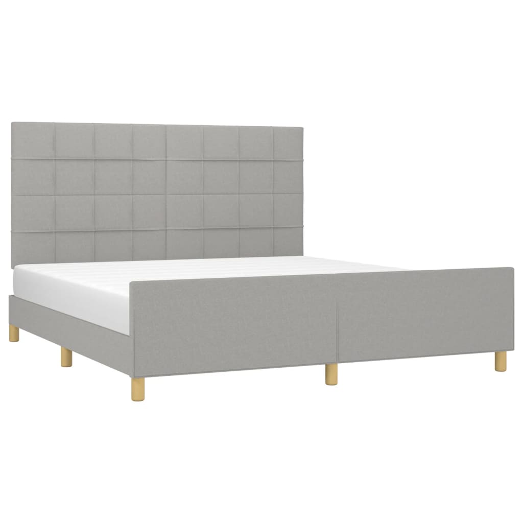 vidaXL Bed Frame with Headboard Light Gray 59.8"x79.9" Queen Fabric