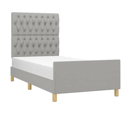 vidaXL Bed Frame with Headboard Light Gray 39.4"x74.8" Twin Fabric