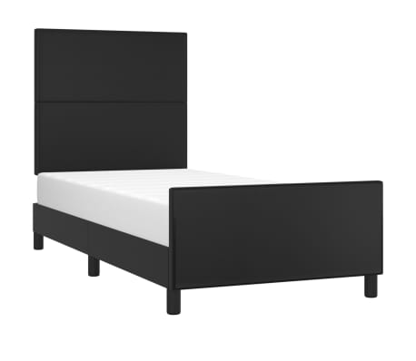 vidaXL Bed Frame with Headboard Black 39.4"x74.8" Twin Faux Leather