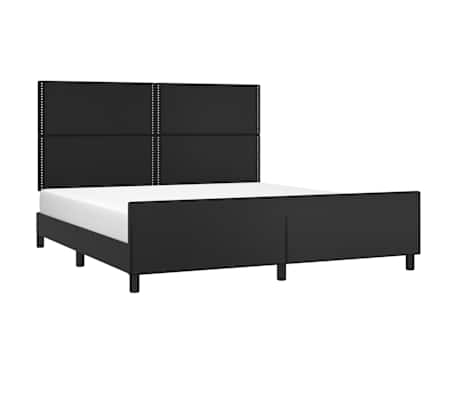 vidaXL Bed Frame with Headboard Black 152x203 cm Queen Faux Leather
