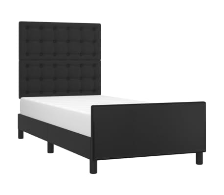 vidaXL Bed Frame with Headboard Black 39.4"x74.8" Twin Faux Leather