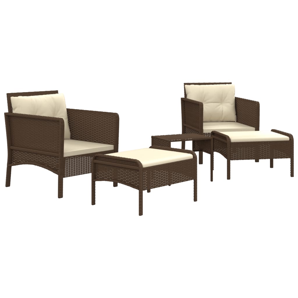 Thumbnail - vidaXL 5-tlg. Garten-Lounge-Set mit Kissen Braun Poly Rattan