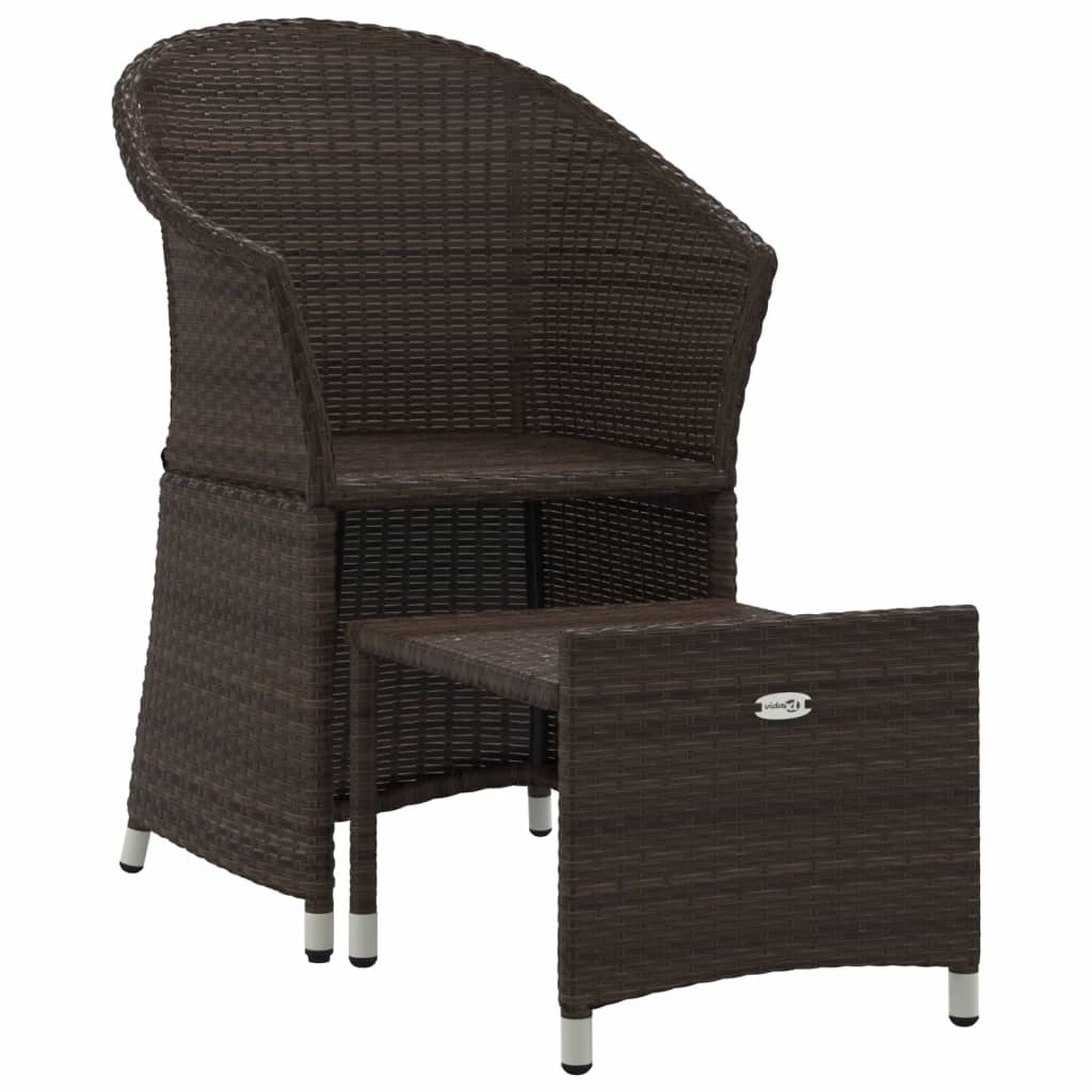 vidaXL Set mobilier de grădină cu perne, 2 piese, maro, poliratan