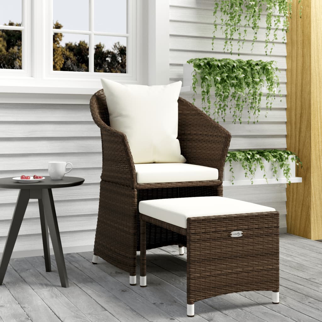 vidaXL 2-tlg. Garten-Lounge-Set mit Kissen Braun Poly Rattan