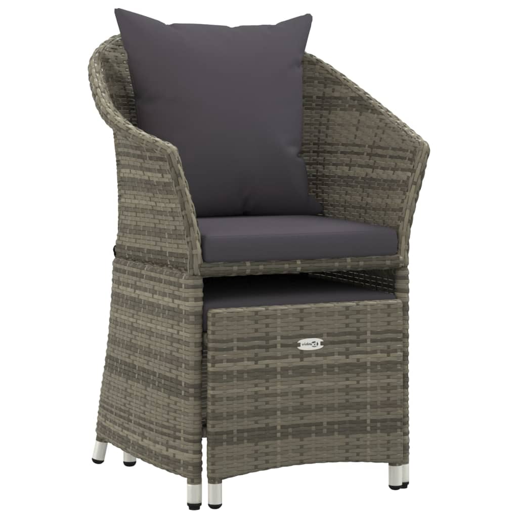 vidaXL 2-delige Loungeset met kussens poly rattan grijs afbeelding