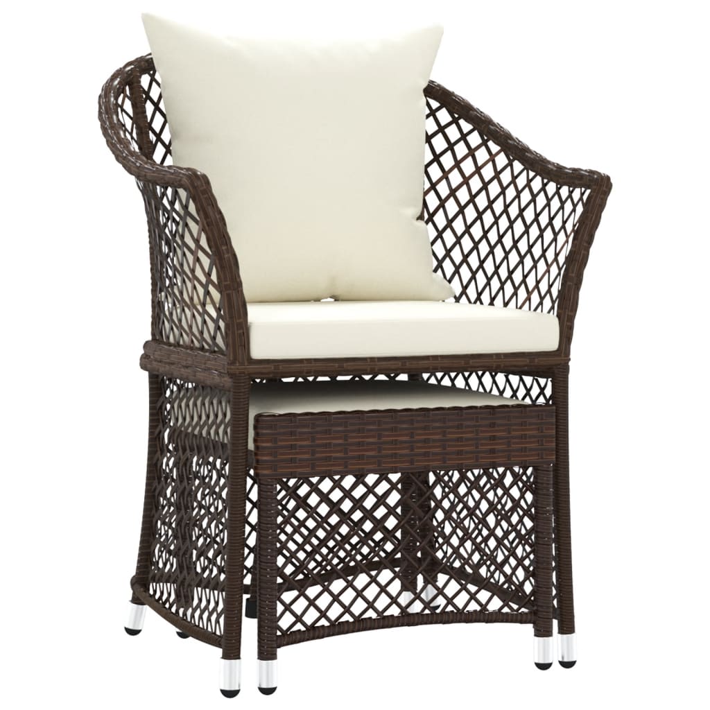 vidaXL 2-delige Loungeset met kussens poly rattan bruin afbeelding