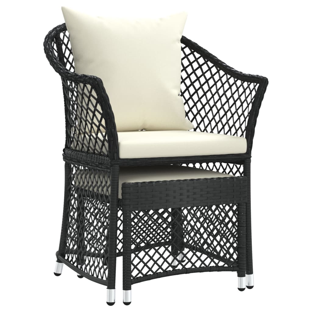 vidaXL 2-delige Loungeset met kussens poly rattan zwart afbeelding