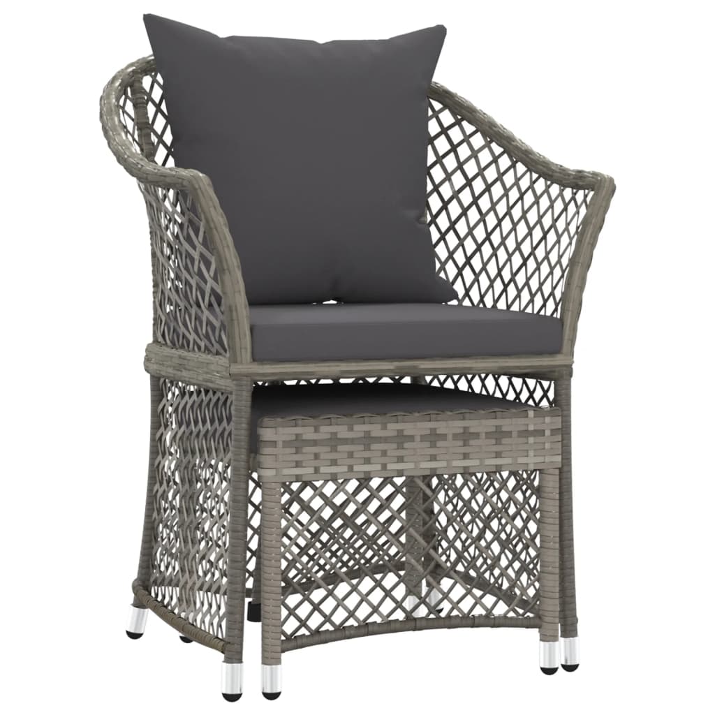 vidaXL 2-delige Loungeset met kussens poly rattan grijs afbeelding