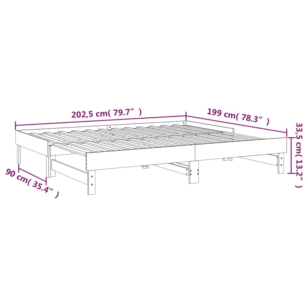 Dnevni ležaj na izvlačenje bijeli 2 x (100 x 200) cm borovina