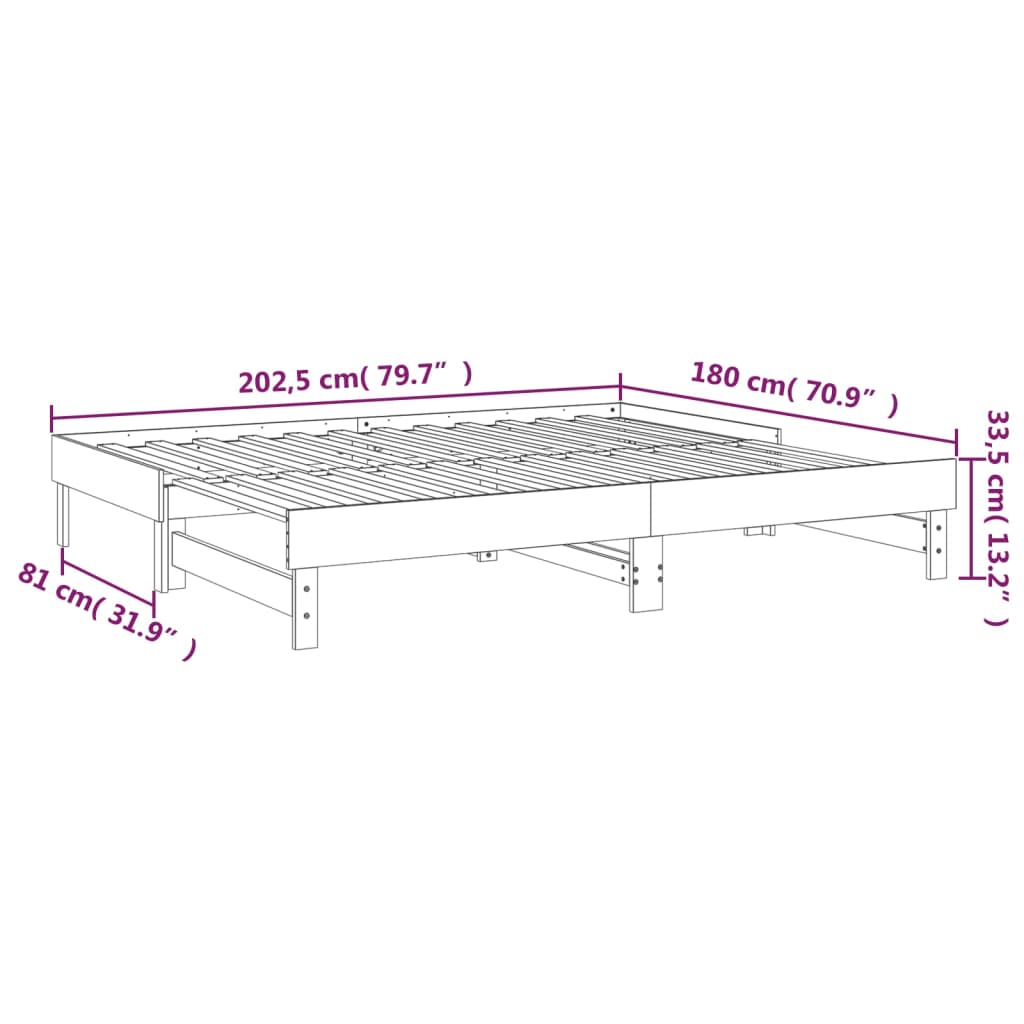 tömör fenyőfa kihúzható kanapéágy 2 x (90 x 200) cm