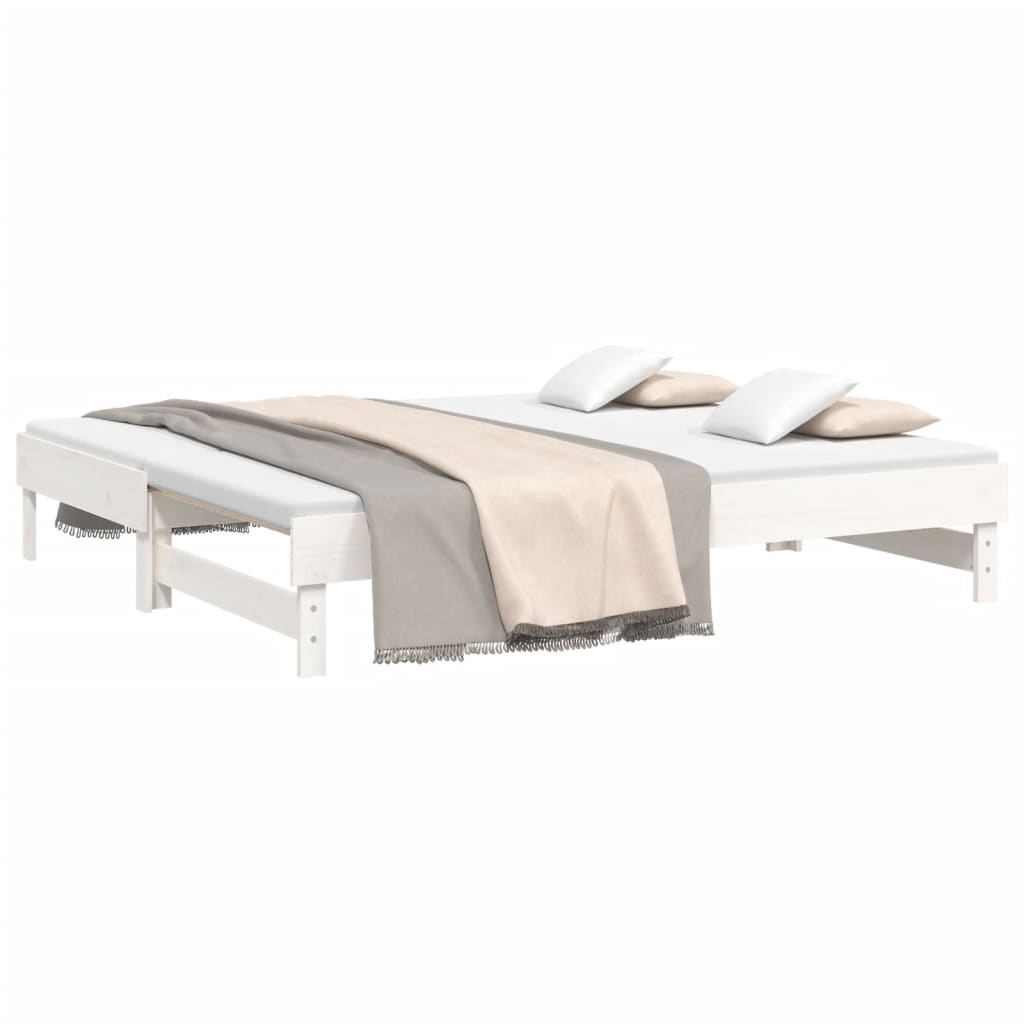 vidaXL Slaapbank uitschuifbaar massief grenenhout wit 2x(90x190) cm afbeelding