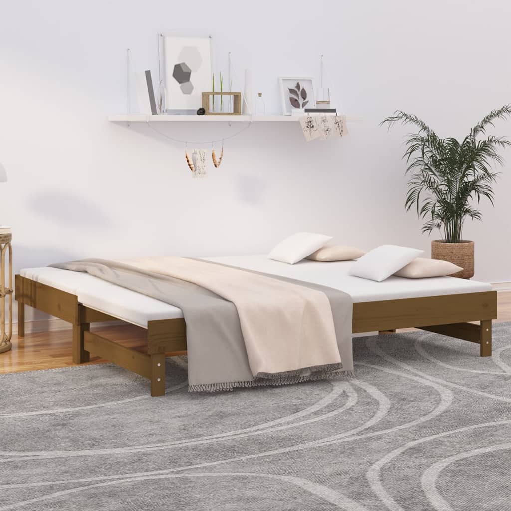 vida XL Tagesbett Ausziehbar Honigbraun 2x(90x 190) cm Massivholz Kiefer