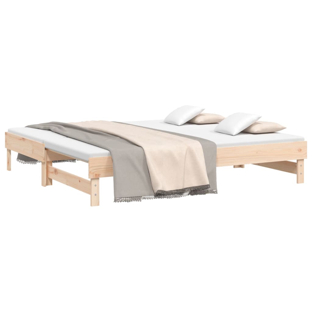 vidaXL Slaapbank uitschuifbaar massief grenenhout 2x(75x190) cm afbeelding