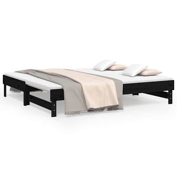 vidaXL v&auml;ljat&otilde;mmatav p&auml;evavoodi, must, 2 x (75x190) cm, m&auml;nnipuit