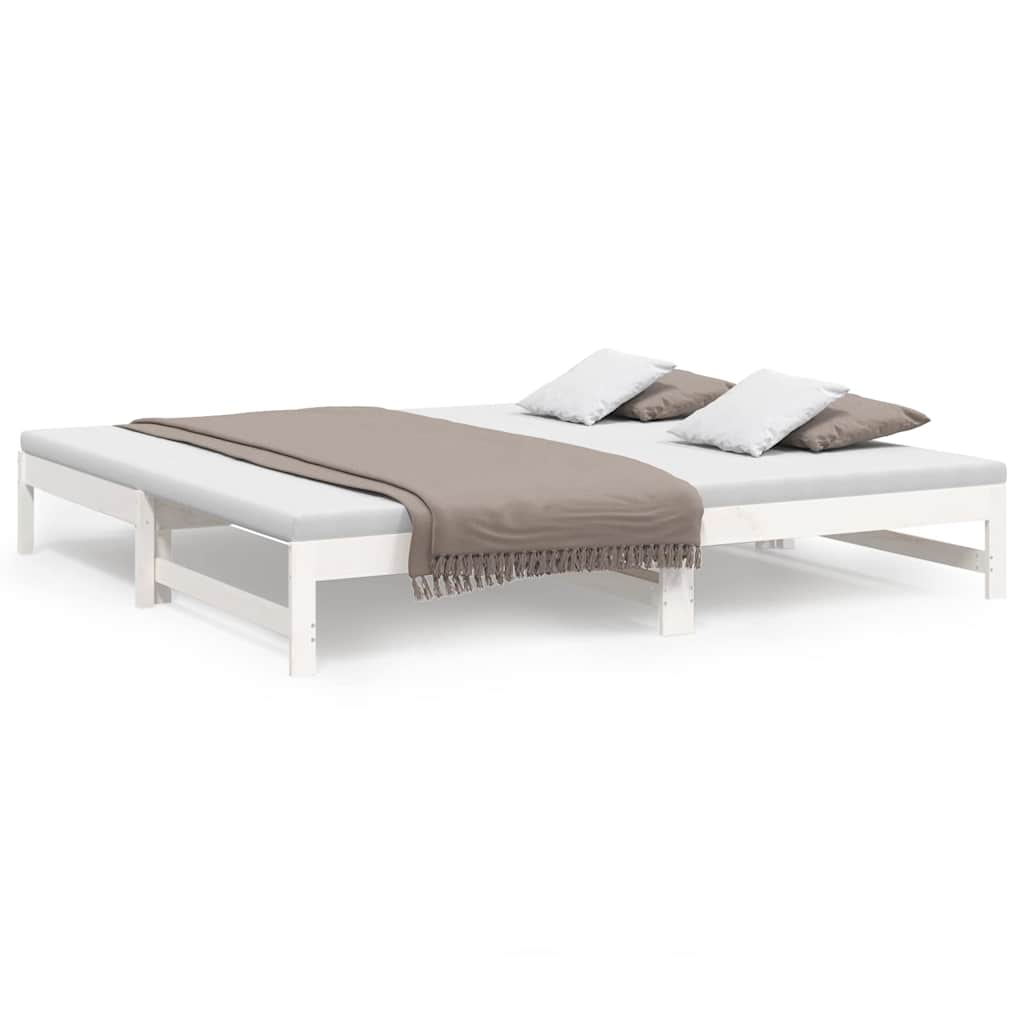 vidaXL Slaapbank uitschuifbaar 100x200 cm massief grenenhout wit, foto 3