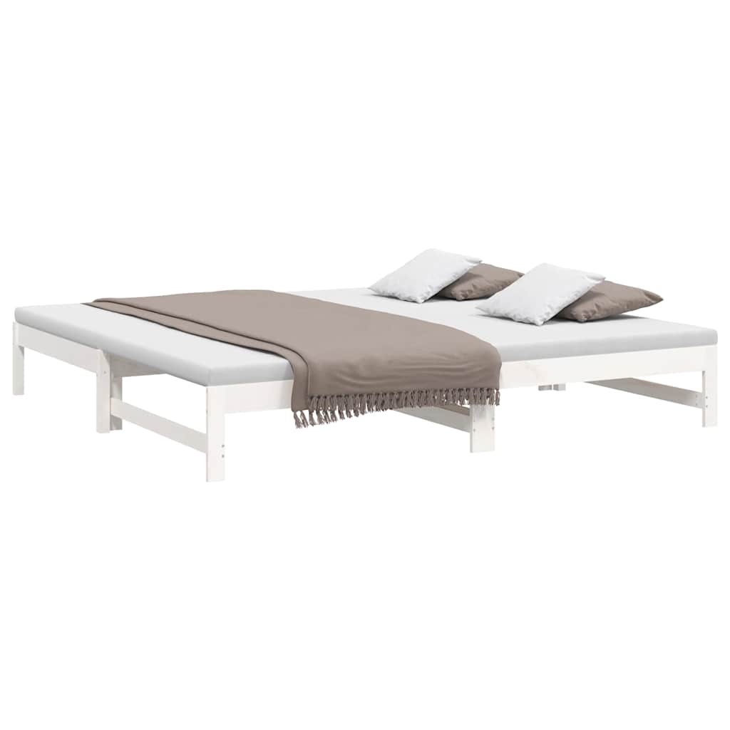 vidaXL Slaapbank uitschuifbaar 100x200 cm massief grenenhout wit, foto 4