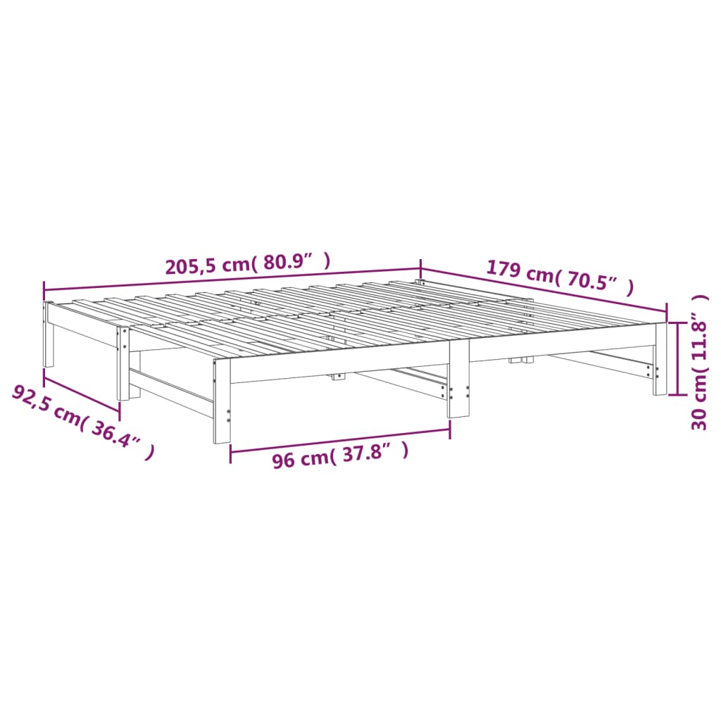 Dnevni ležaj na izvlačenje bijeli 2x(90x200)cm masivna borovina