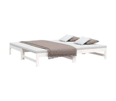 vidaXL Slaapbank uitschuifbaar massief grenenhout wit 2x(90x200) cm