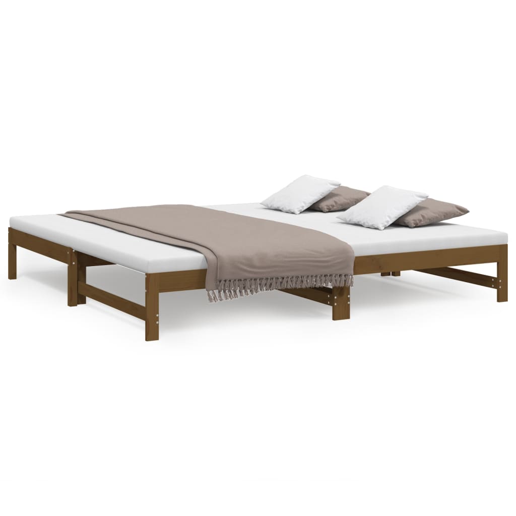 vidaXL Slaapbank uitschuifbaar grenenhout honingbruin 2x(90x200) cm