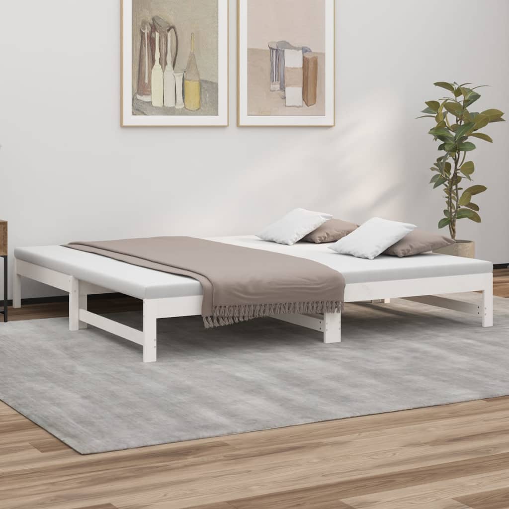Výsuvná postel bílá 2x (80 x 200) cm masivní borovice
