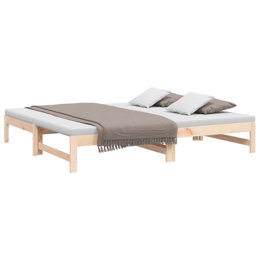 vidaXL Slaapbank uitschuifbaar massief grenenhout 2x(90x190) cm afbeelding