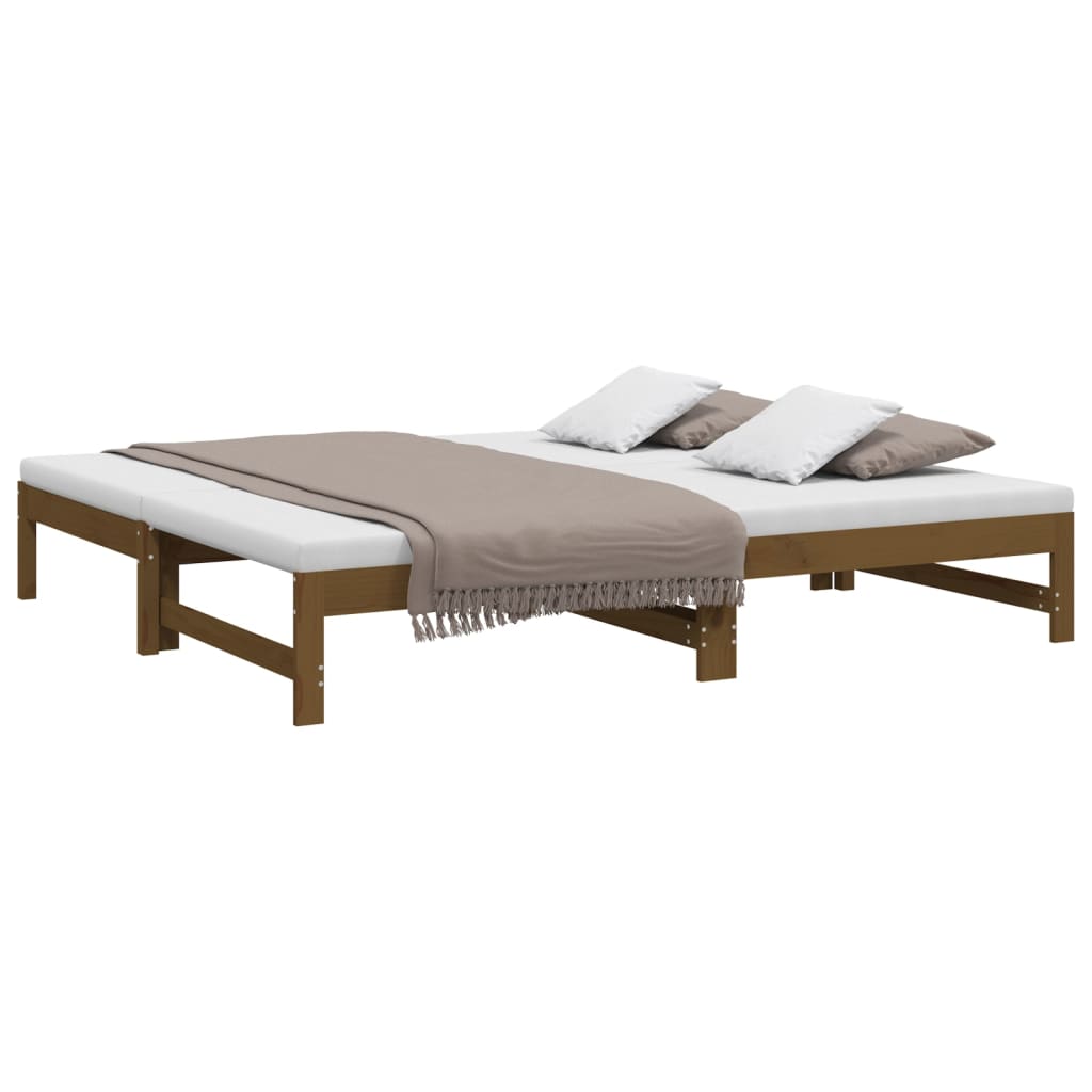vidaXL Slaapbank uitschuifbaar grenenhout honingbruin 2x(90x190) cm afbeelding