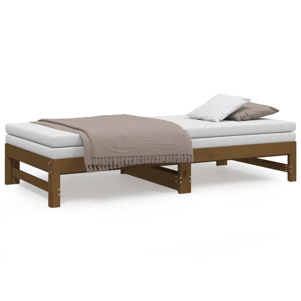 izvelkama gulta, medus brūna, 2x(90x190) cm, priedes masīvkoks | Stepinfit.lv