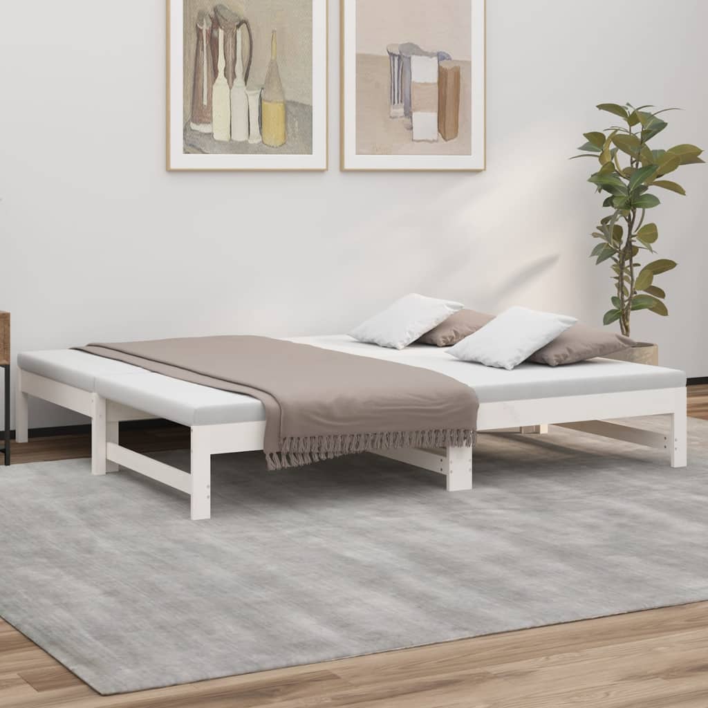  Rozkladacia denná posteľ biela 2x(75x190) cm borovicový masív