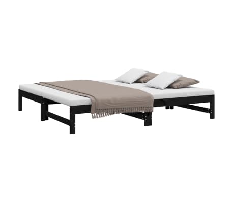 vidaXL Pull-out Day Bed without Mattress Black 2x(75x190) cm