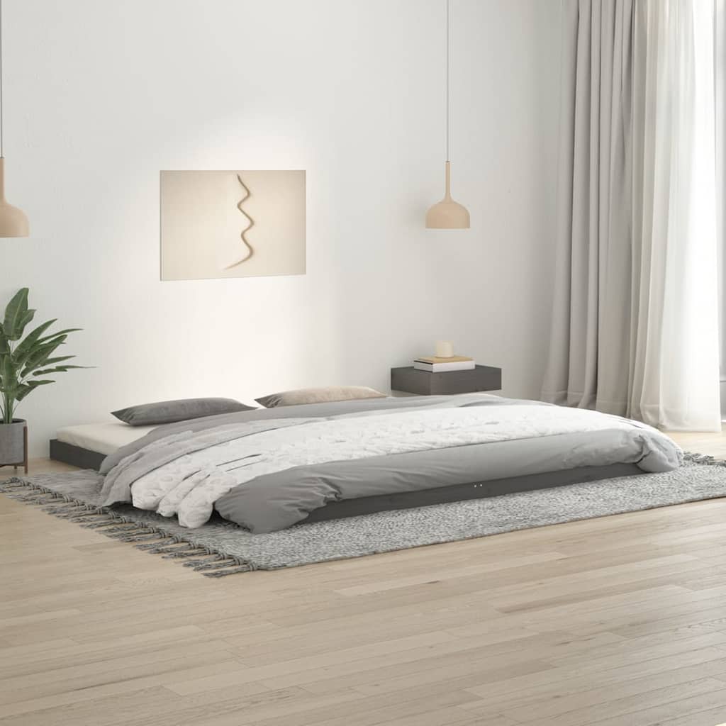 Rám postele šedý 200 x 200 cm masivní borovice