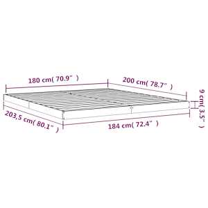 Rám postele s LED bílý 180 x 200 cm Super King masivní dřevo - obrázek 8