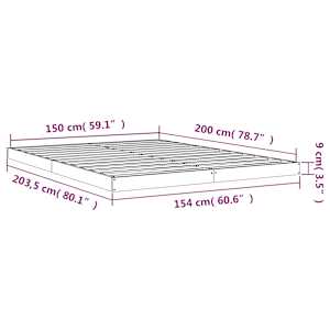 Rám postele bílý 150 x 200 cm King Size masivní borové dřevo - obrázek 8