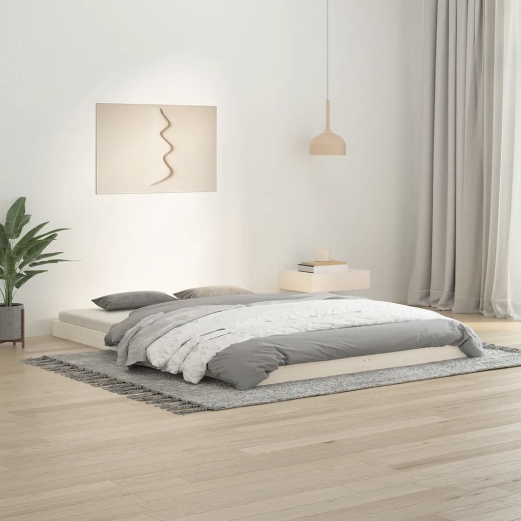 vidaXL Sängynrunko valkoinen 140x200 cm täysi mänty