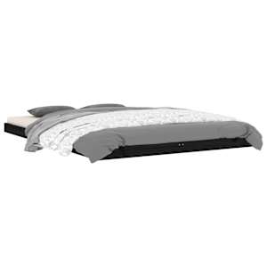 vidaXL Lovos rėmas, juodos spalvos, 140x200cm, pušies medienos masyvas