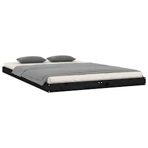 vidaXL Lovos rėmas, juodos spalvos, 120x200cm, pu&scaron;ies medienos masyvas