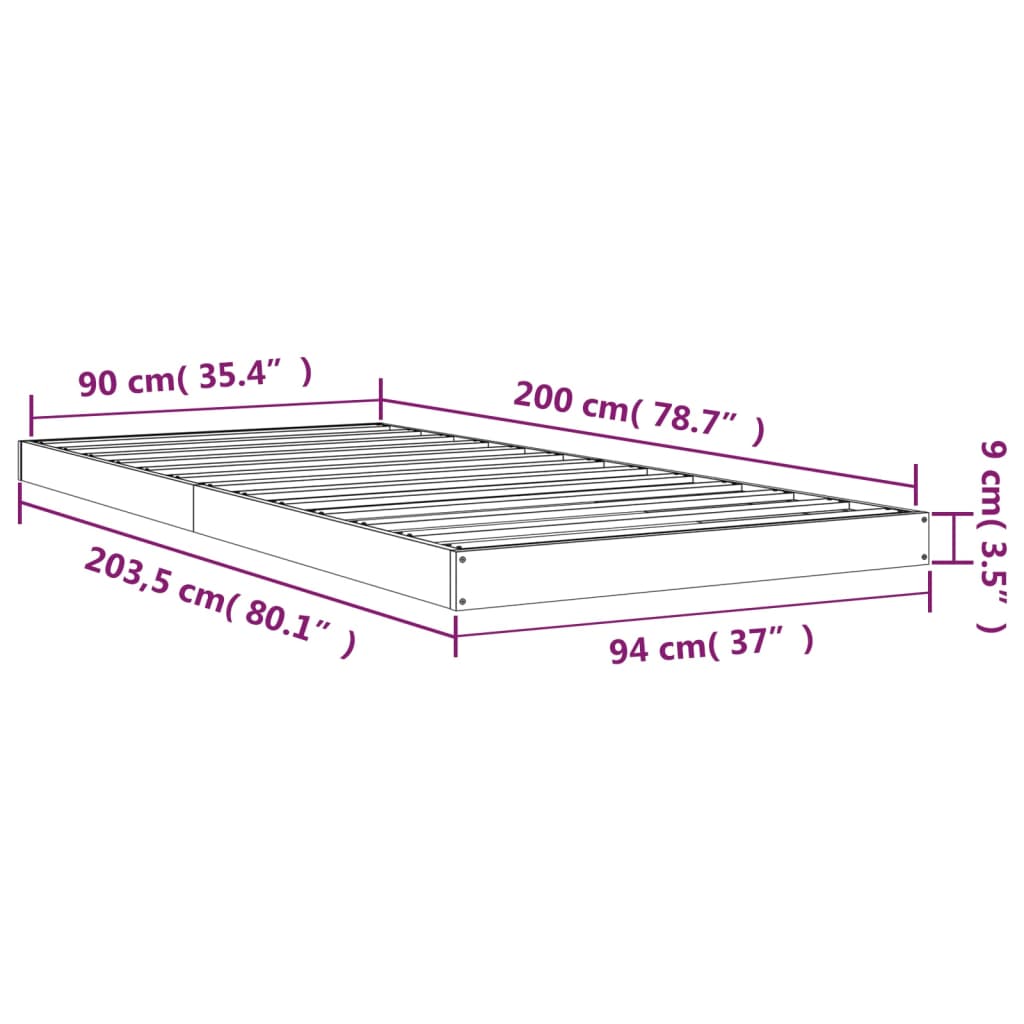 Rám postele 90 x 200 cm masivní borovice