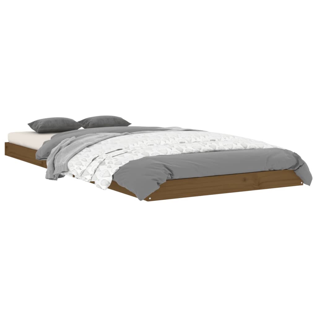 Рамка за легло, меденокафяво, борово дърво масив, 90x200 см
