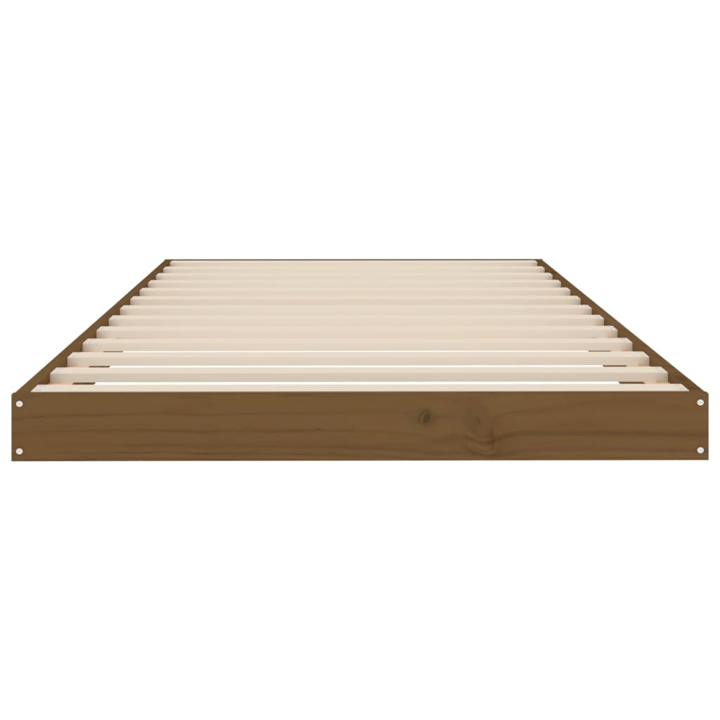 Рамка за легло, меденокафяво, борово дърво масив, 90x200 см