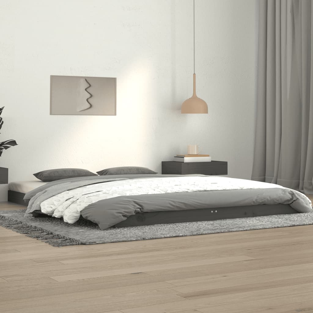 Rám postele šedý 140 x 190 cm masivní borovice