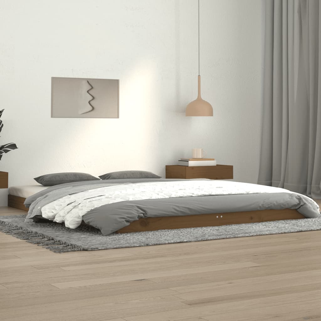 vidaXL Cadru de pat, maro miere, 140×190 cm, lemn masiv de pin