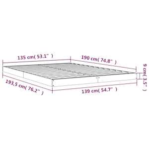 Rám postele bílý 135 x 190 cm Double masivní borové dřevo - obrázek 8