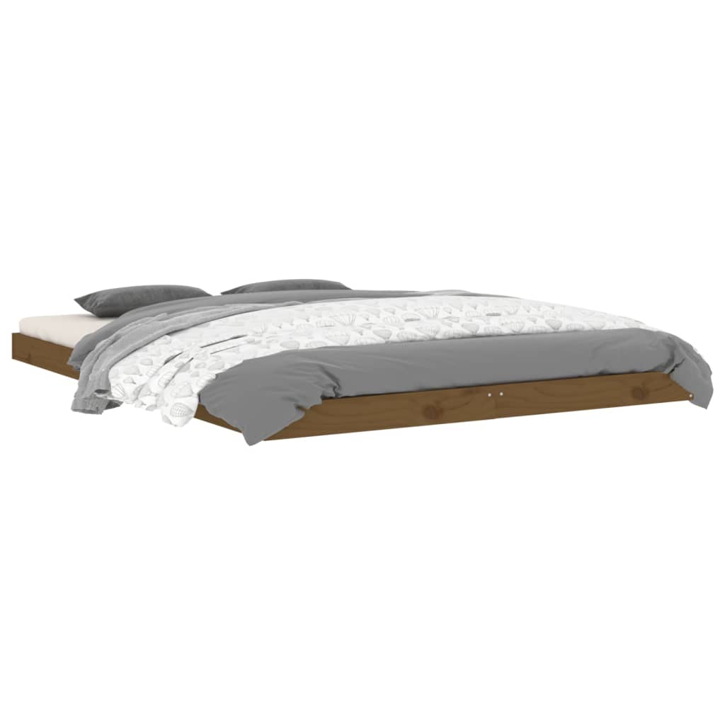 vidaXL Estructura de cama madera maciza de pino marrón miel 135x190 cm