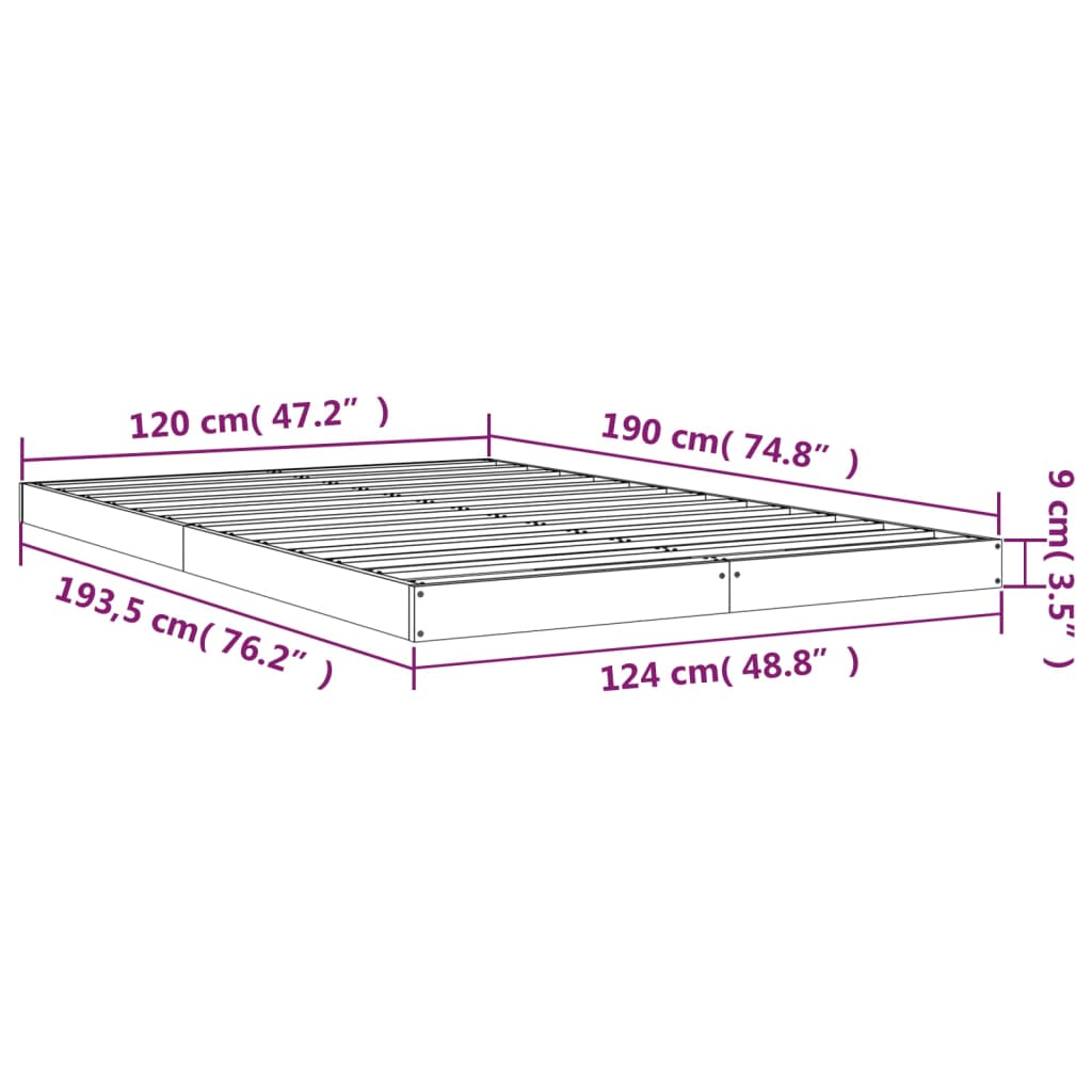 Posteljni okvir 120x190 cm trdna borovina 4FT