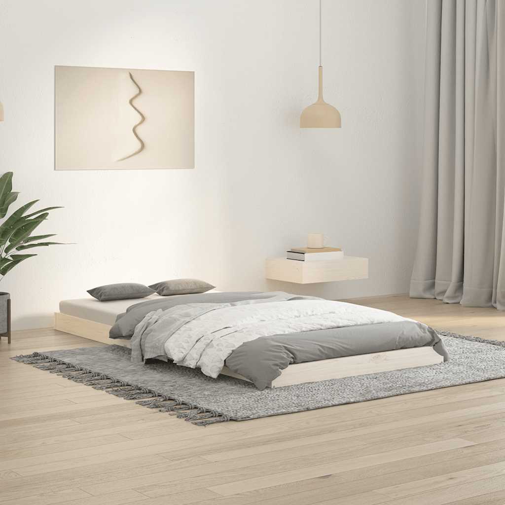 vidaXL Sängynrunko valkoinen 90x190 cm Single täysi mänty