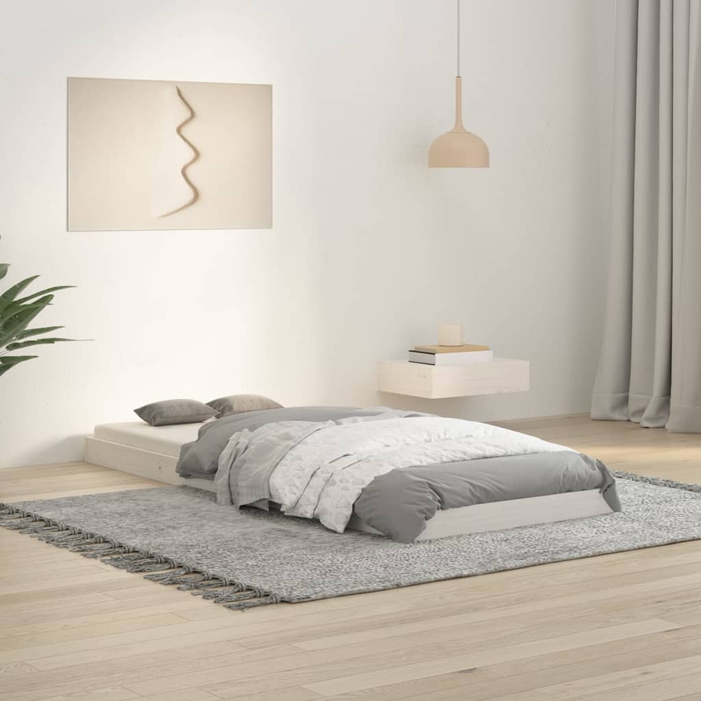 Cadru de pat, alb, 75x190 cm, single mic, lemn masiv de pin